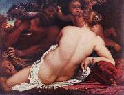 CARRACCI, Annibale Bacchantin, Detail oil painting on canvas